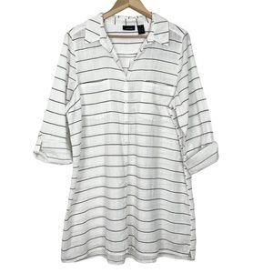 Apt. 9 Striped Long Sleeve Roll Tab Blouse